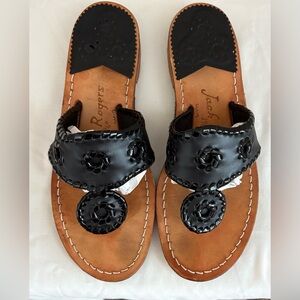 Jack Rogers Women’s Black Leather Thong Sandals Size 6